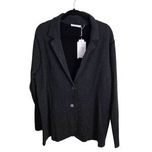 OST NWT Charcoal Cotton Cashmere Blend Sweater Blazer 2 Button Closure Size XL